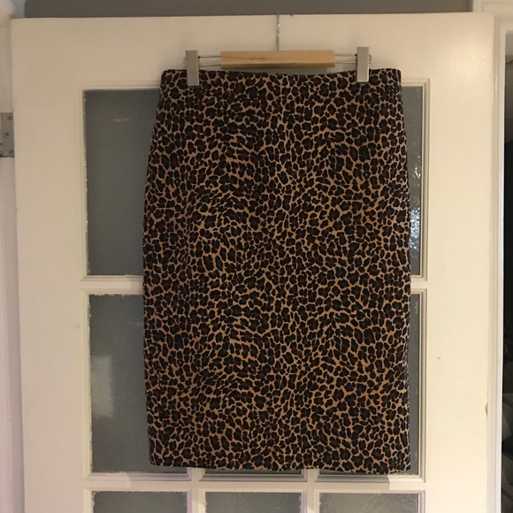J Crew cotton leopard pencil skirt - Picture 1 of 6